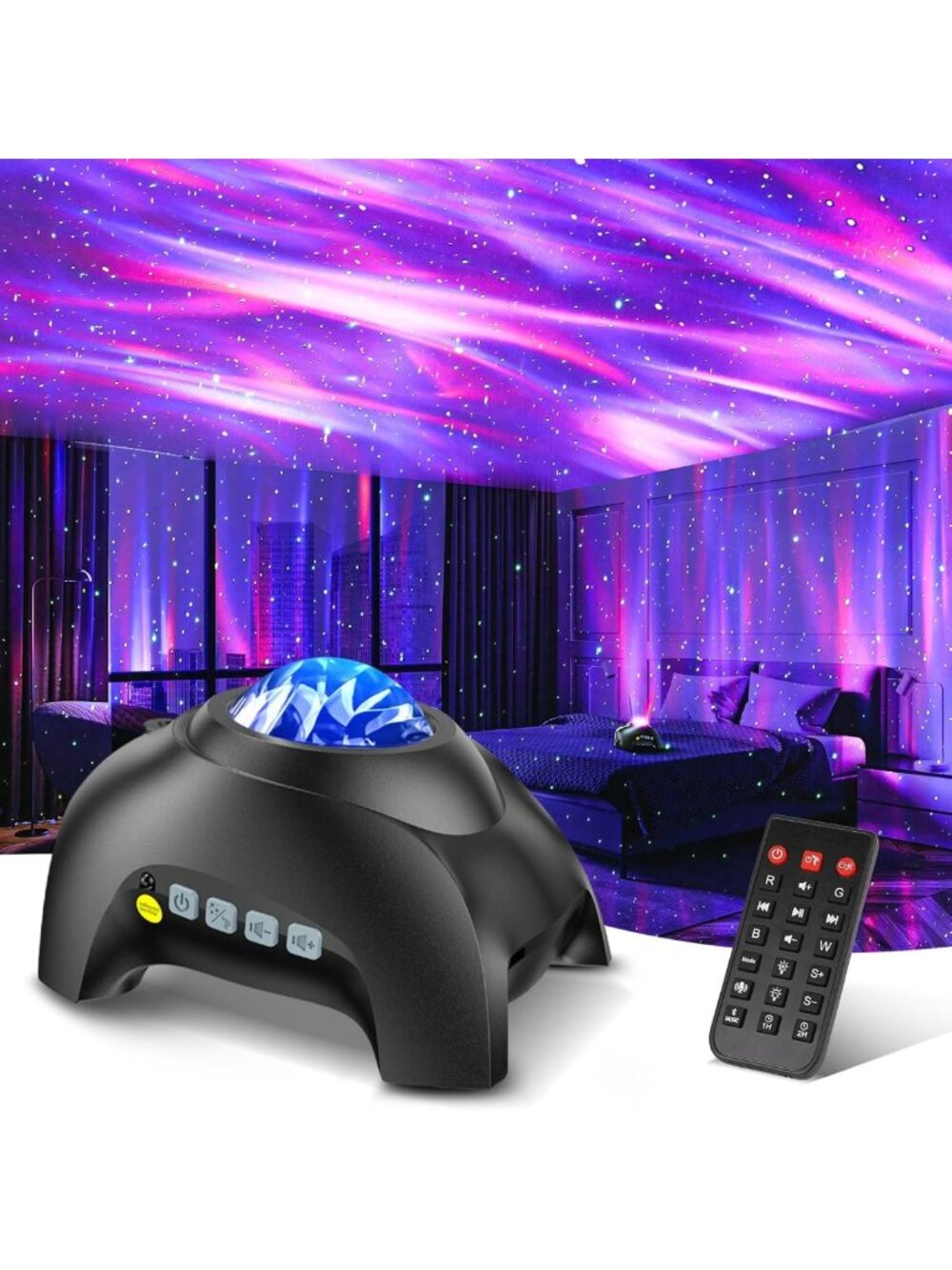 LED Aurora Projector with 33 Light Effects, Remote Control, Bluetooth Speaker